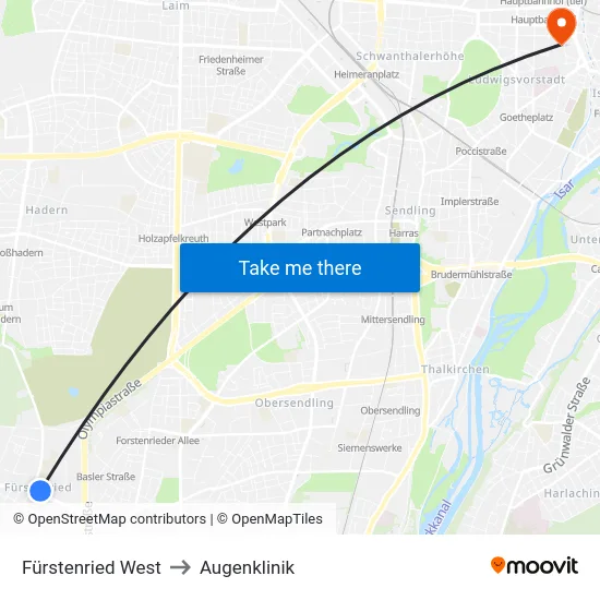 Fürstenried West to Augenklinik map