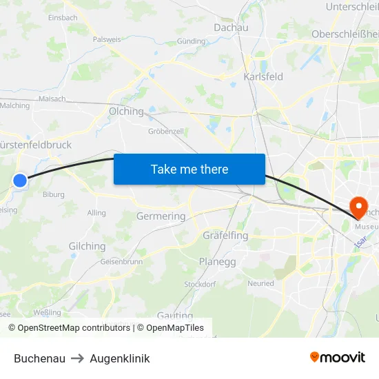 Buchenau to Augenklinik map