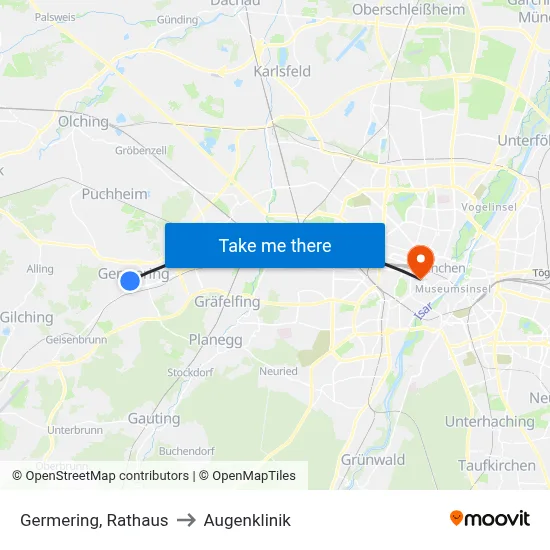 Germering, Rathaus to Augenklinik map