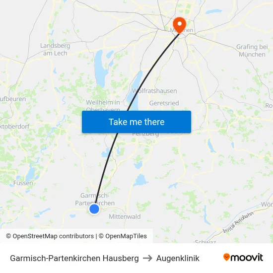 Garmisch-P. Hausberg to Augenklinik map