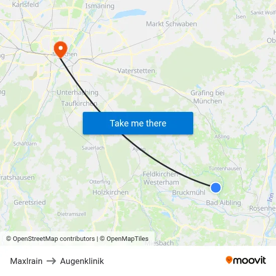 Maxlrain to Augenklinik map