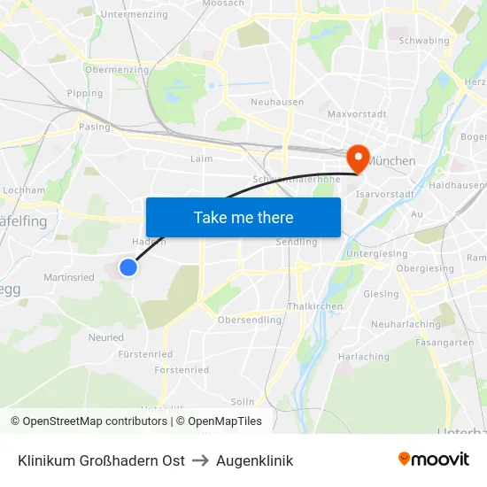 Klinikum Großhadern Ost to Augenklinik map