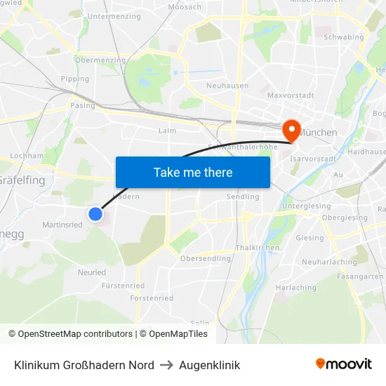 Klinikum Großhadern Nord to Augenklinik map