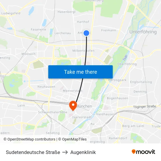 Sudetendeutsche Straße to Augenklinik map