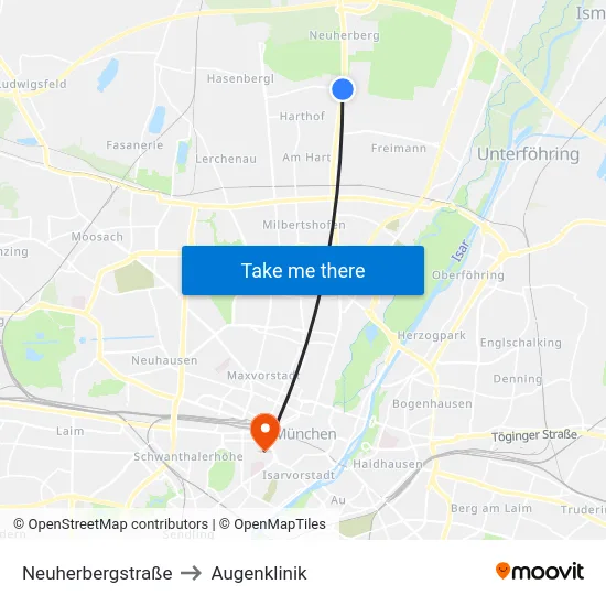 Neuherbergstraße to Augenklinik map