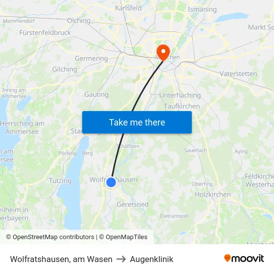 Wolfratshausen, am Wasen to Augenklinik map