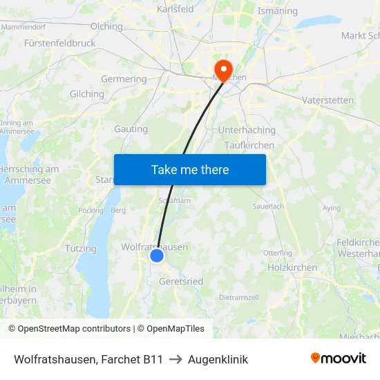 Wolfratshausen, Farchet B11 to Augenklinik map