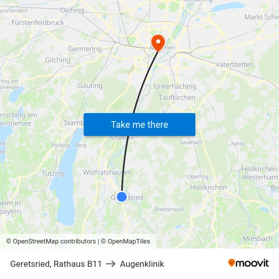 Geretsried, Rathaus B11 to Augenklinik map