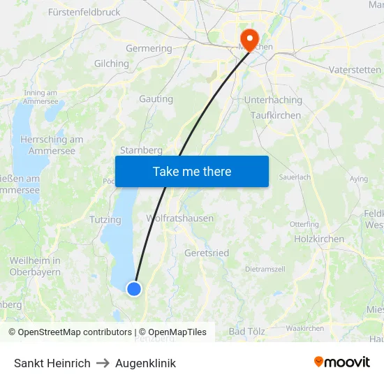 Sankt Heinrich to Augenklinik map