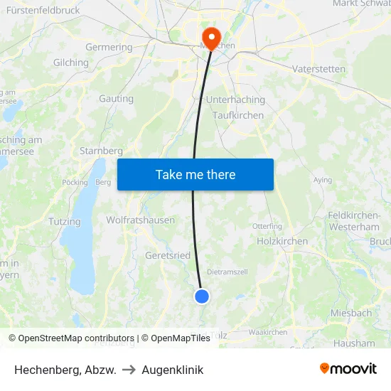 Hechenberg, Abzw. to Augenklinik map