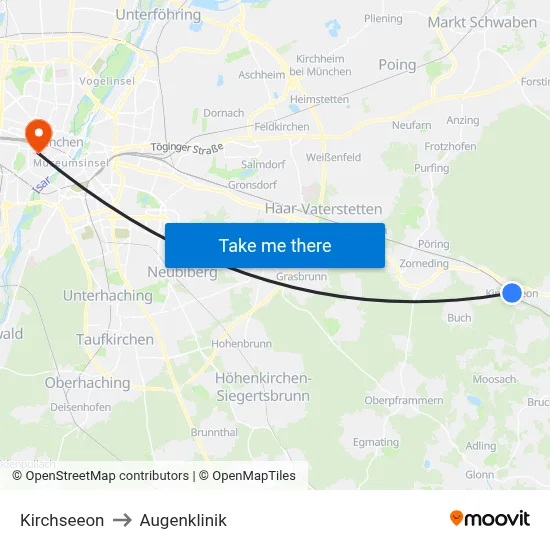 Kirchseeon to Augenklinik map