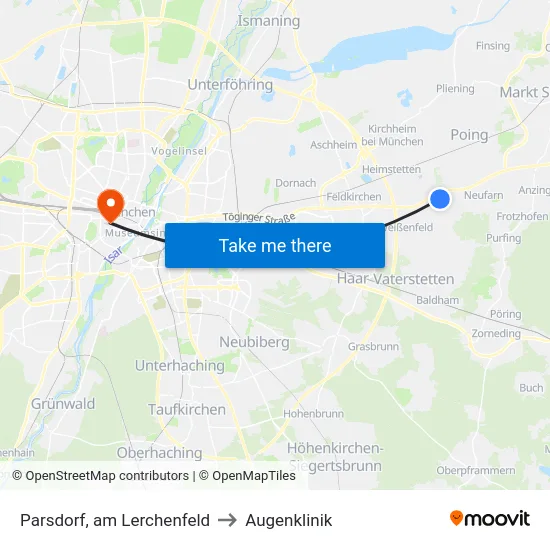 Parsdorf, am Lerchenfeld to Augenklinik map
