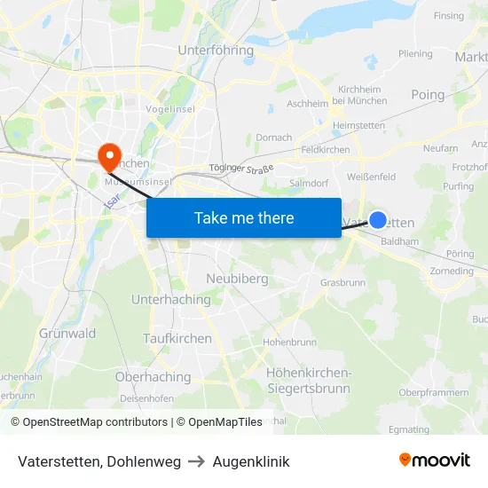 Vaterstetten, Dohlenweg to Augenklinik map