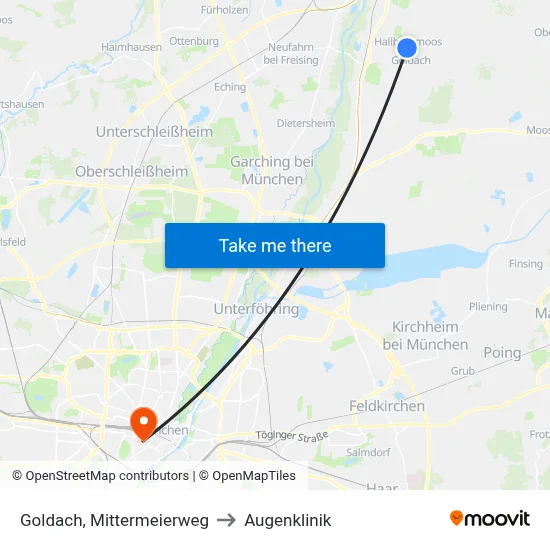 Goldach, Mittermeierweg to Augenklinik map