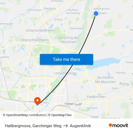 Hallbergmoos, Garchinger Weg to Augenklinik map