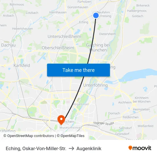 Eching, Oskar-Von-Miller-Str. to Augenklinik map