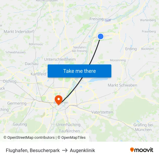Flughafen, Besucherpark to Augenklinik map