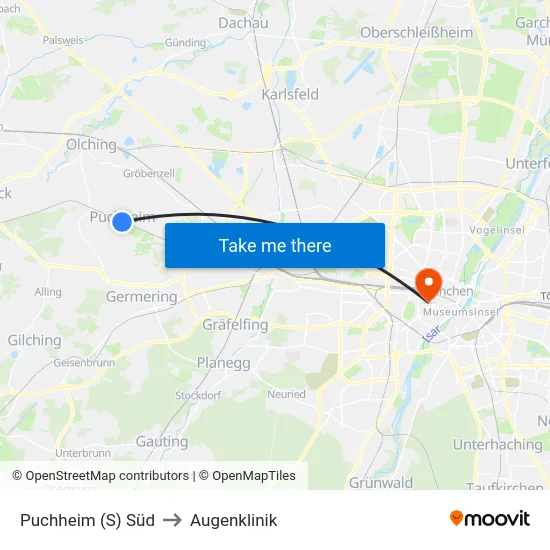 Puchheim (S) Süd to Augenklinik map