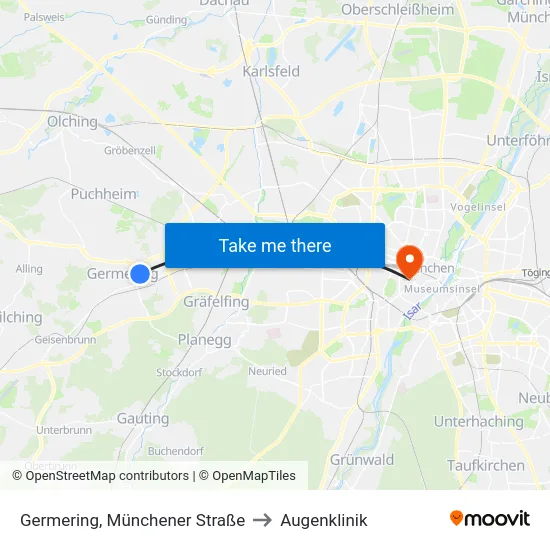 Germering, Münchener Straße to Augenklinik map
