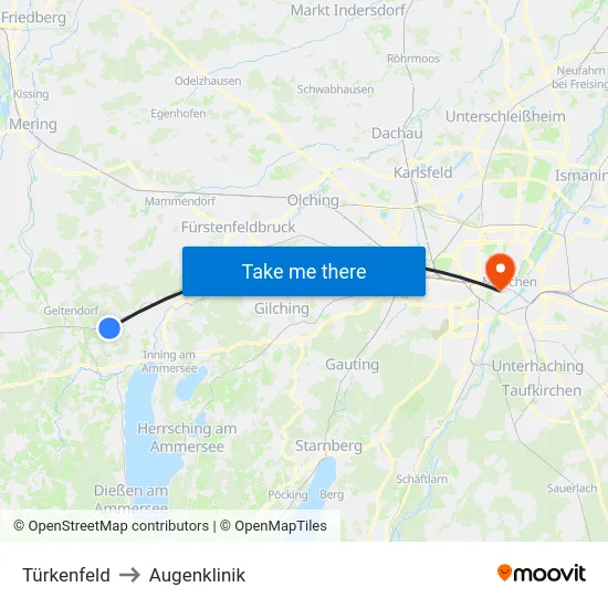 Türkenfeld to Augenklinik map