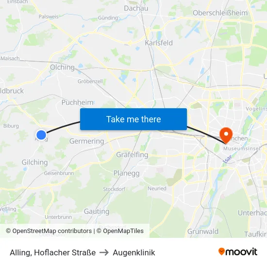Alling, Hoflacher Straße to Augenklinik map