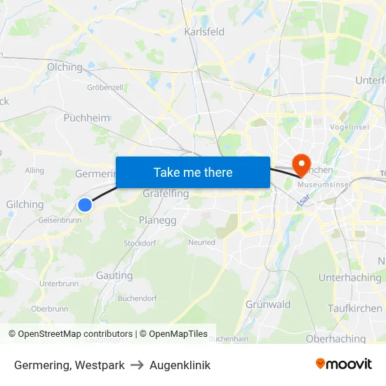 Germering, Westpark to Augenklinik map