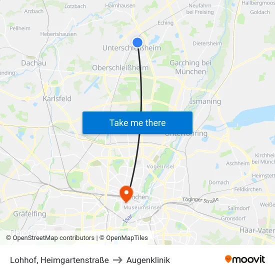 Lohhof, Heimgartenstraße to Augenklinik map