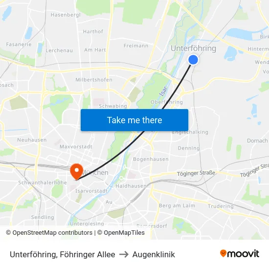 Unterföhring, Föhringer Allee to Augenklinik map