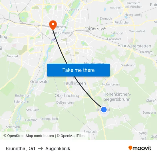 Brunnthal, Ort to Augenklinik map