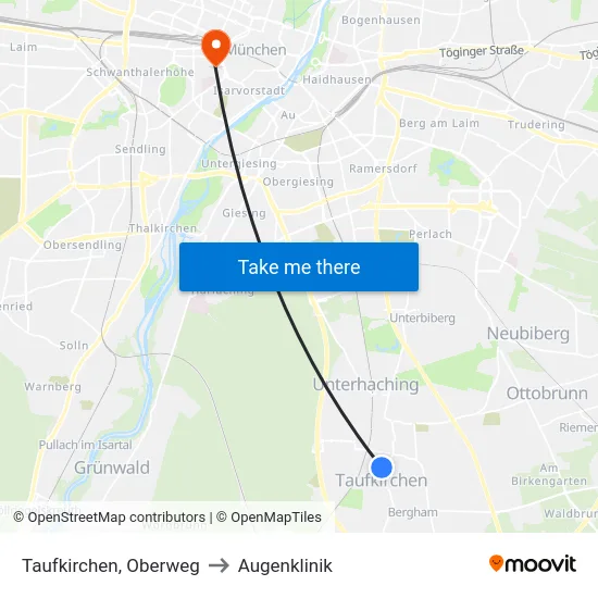 Taufkirchen, Oberweg to Augenklinik map