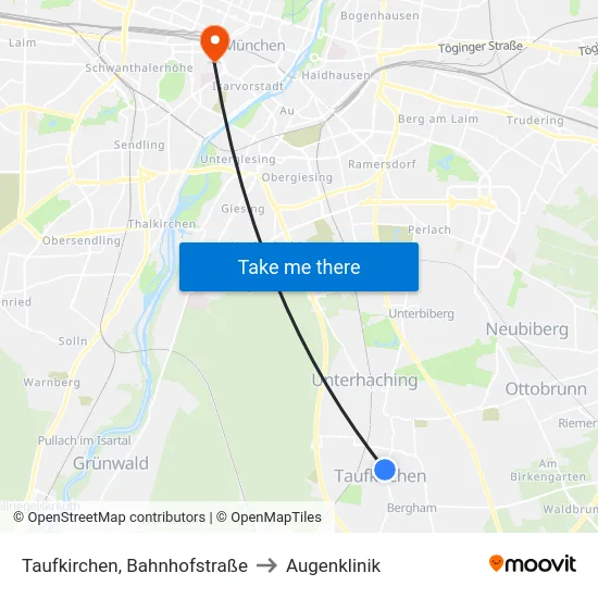 Taufkirchen, Bahnhofstraße to Augenklinik map
