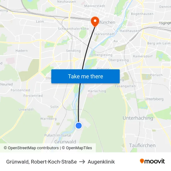 Grünwald, Robert-Koch-Straße to Augenklinik map