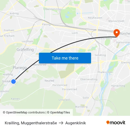 Krailling, Muggenthalerstraße to Augenklinik map