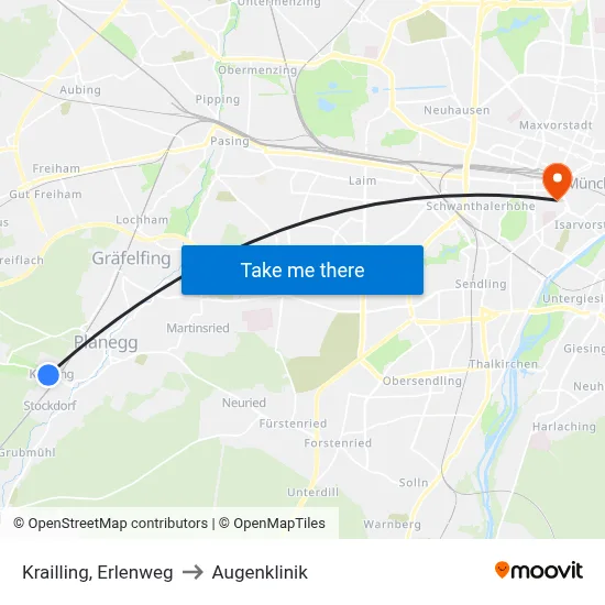 Krailling, Erlenweg to Augenklinik map
