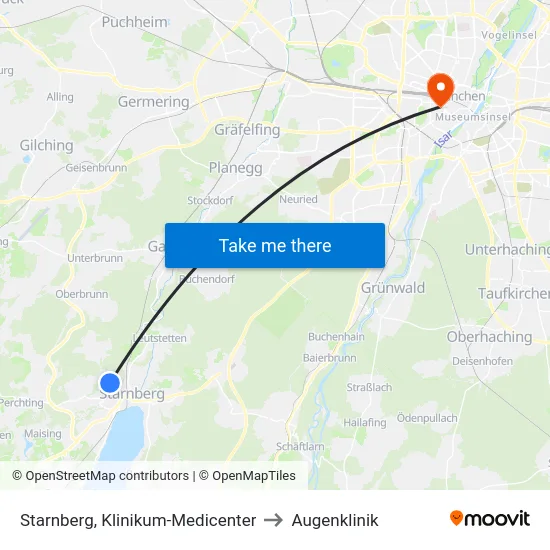 Starnberg, Klinikum-Medicenter to Augenklinik map