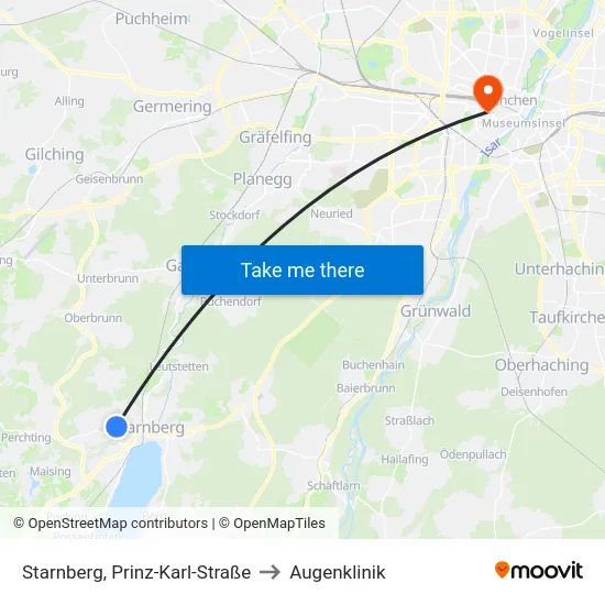Starnberg, Prinz-Karl-Straße to Augenklinik map