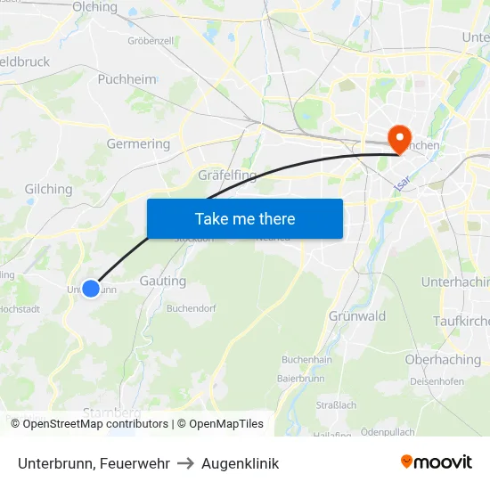 Unterbrunn, Feuerwehr to Augenklinik map