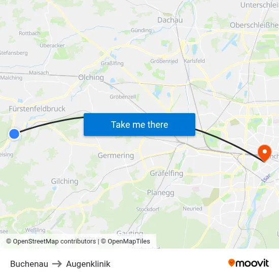 Buchenau to Augenklinik map