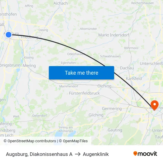 Augsburg, Diakonissenhaus A to Augenklinik map