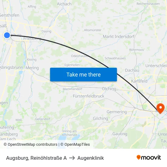 Augsburg, Reinöhlstraße A to Augenklinik map