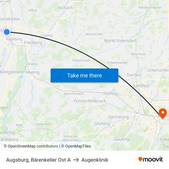 Augsburg, Bärenkeller Ost A to Augenklinik map