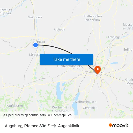 Augsburg, Pfersee Süd E to Augenklinik map