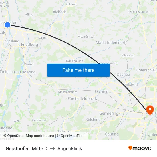 Gersthofen, Mitte D to Augenklinik map