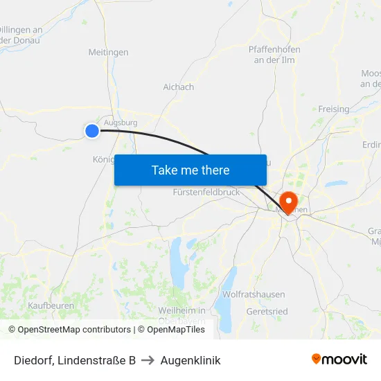 Diedorf, Lindenstraße B to Augenklinik map