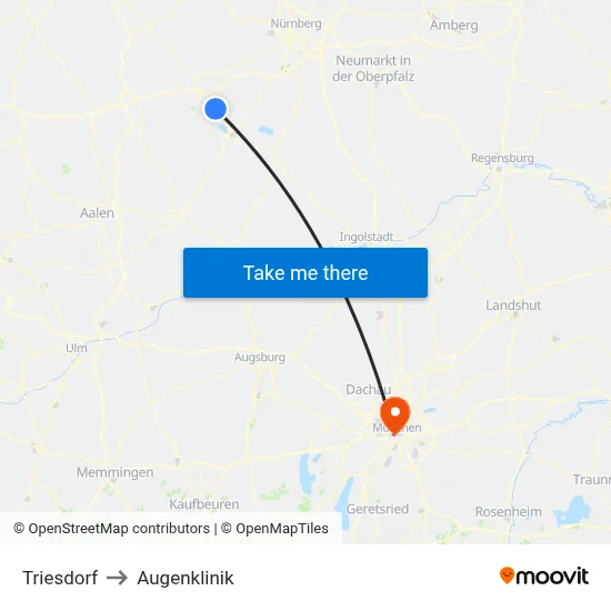 Triesdorf to Augenklinik map