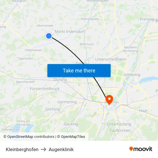 Kleinberghofen to Augenklinik map