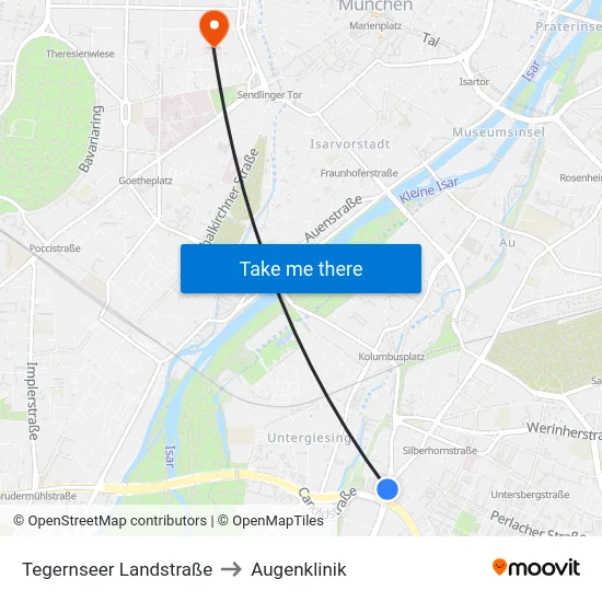 Tegernseer Landstraße to Augenklinik map
