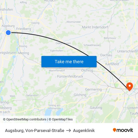 Augsburg, Von-Parseval-Straße to Augenklinik map