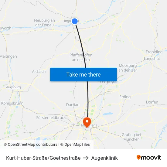 Kurt-Huber-Straße/Goethestraße to Augenklinik map