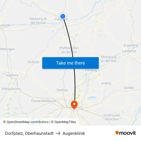 Dorfplatz, Oberhaunstadt to Augenklinik map